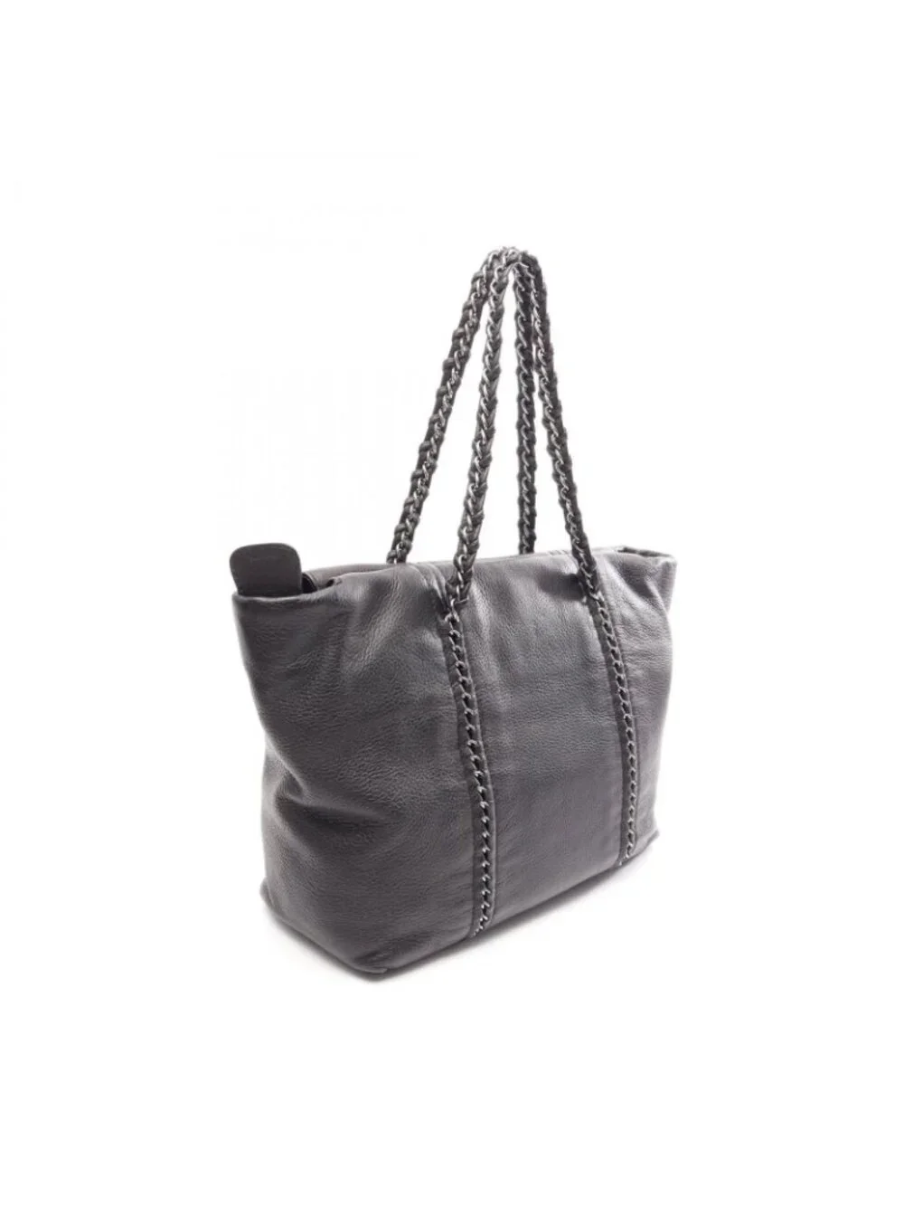 Chanel Tote CC Logo Black Leather Chain